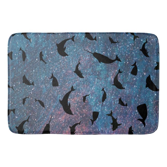 shadow fish shark whale on gradient galaxy  bath mat (Front)