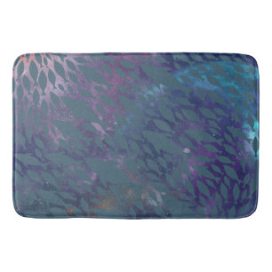 Shadow fish shark whale on gradient galaxy bath mat