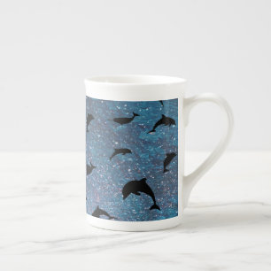 shadow fish shark whale on gradient galaxy    bone china mug
