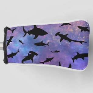 shadow fish shark whale on gradient galaxy golf head cover