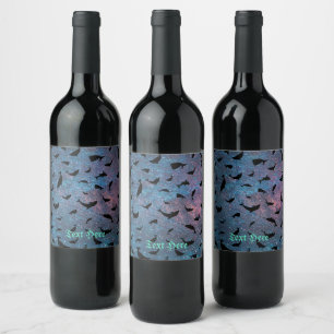 shadow fish shark whale on gradient galaxy    wine label