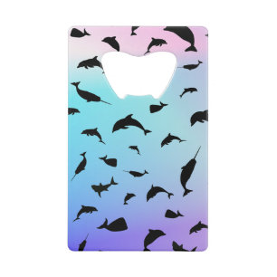 shadow fish shark whale on gradient ocean