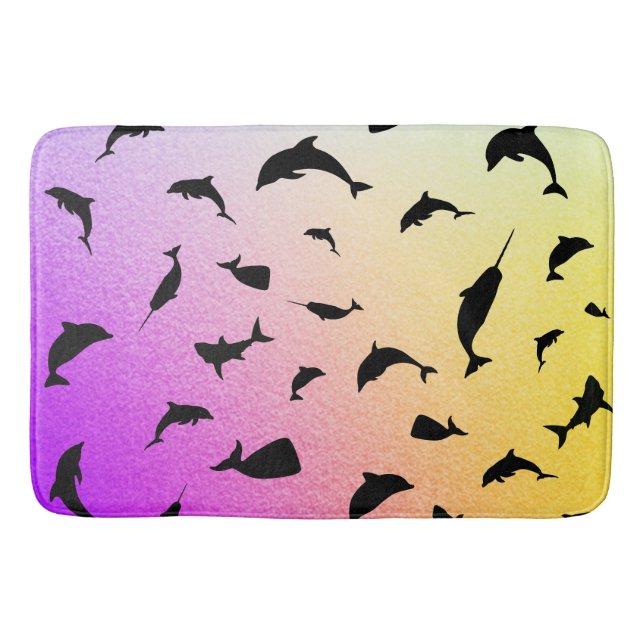 shadow fish shark whale on gradient ocean  bath mat (Front)
