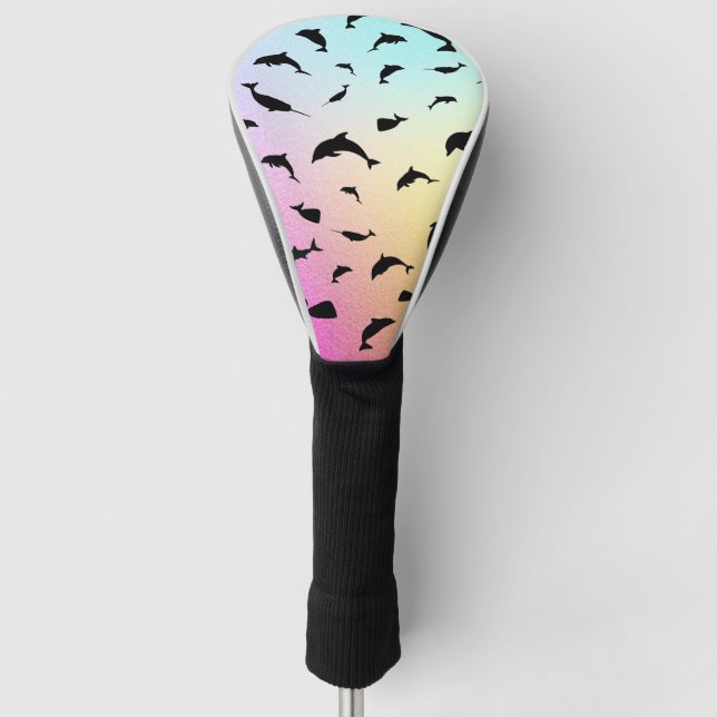 shadow fish shark whale on gradient ocean  golf head cover (Front)