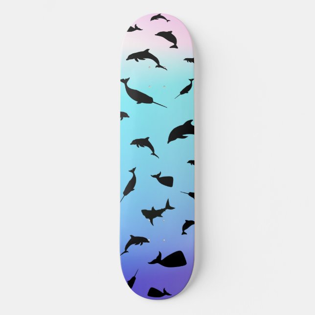 shadow fish shark whale on gradient ocean skateboard (Front)