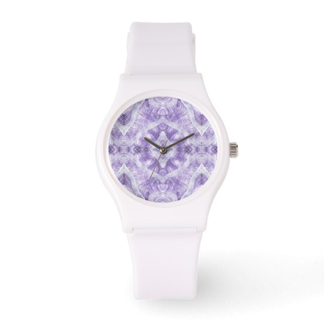 Shadow Light Purple Abstract Watercolor Art Watch (Front)