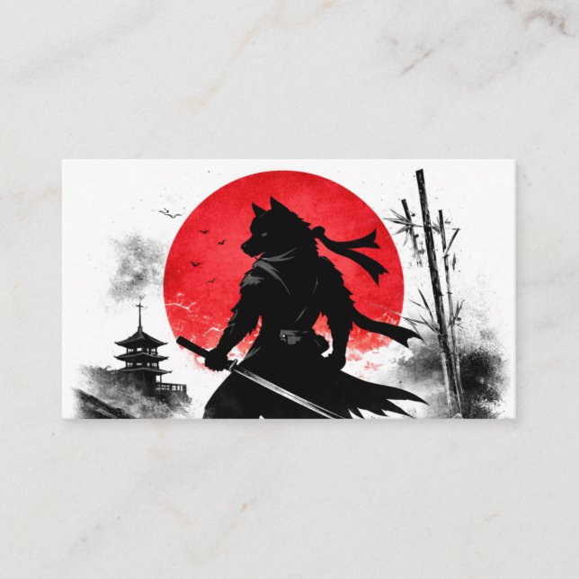 Shadow Ninja Wolf Japanese Business Card (Front)