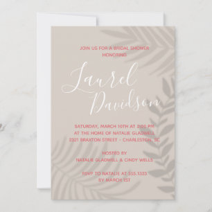 Shadow Palm Tan and Coral Shower Invitation