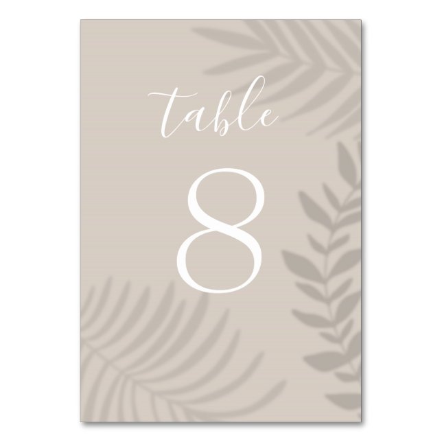 Shadow Palm Tan Table Number (Front)