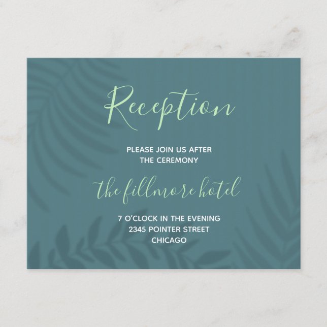 Shadow Palm Teal Enclosure Card (Front)