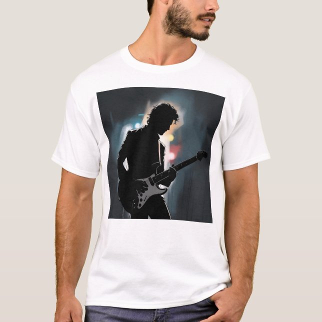Shadow player – Mysterious Electric Guitar Silhoue T-Shirt (Front)