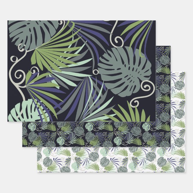 Shadow popular indoor plants illustration wrapping wrapping paper sheet (Set)