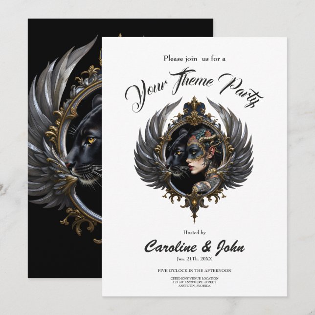 Shadow Queen – Panther Spirit Emblem.  Invitation (Front/Back)