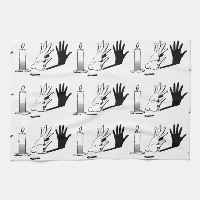 Shadow Rabbit by LightIllusions.com Tea Towel (Horizontal)