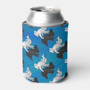 Shadow Rabbit on Blue Can Cooler