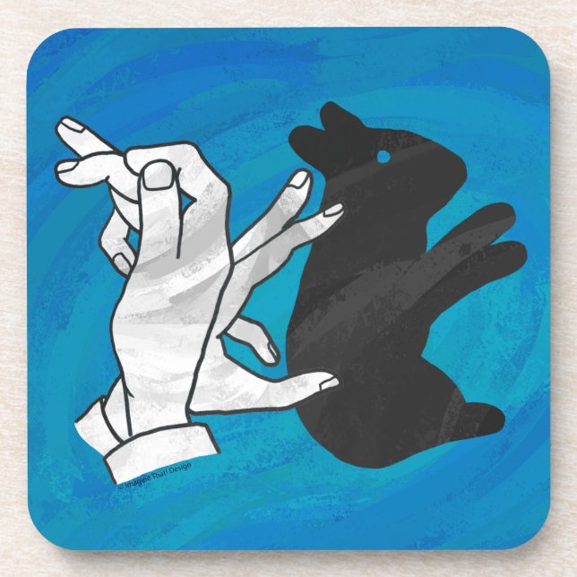 Shadow Rabbit On Blue Coaster (Front)