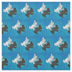 Shadow Rabbit on Blue Fabric