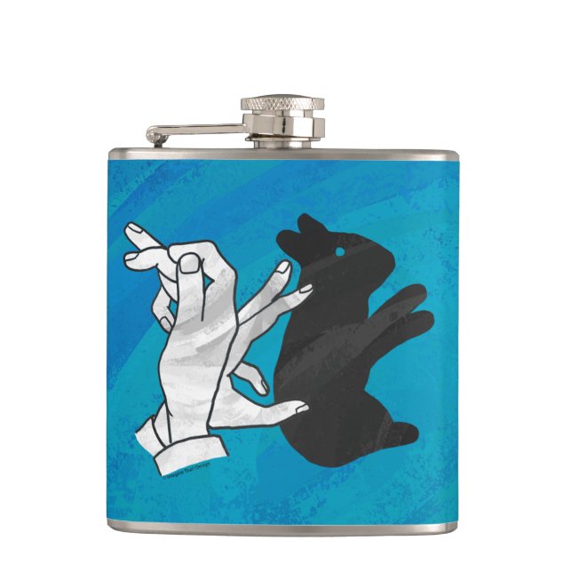 Shadow Rabbit On Blue Hip Flask (Front)