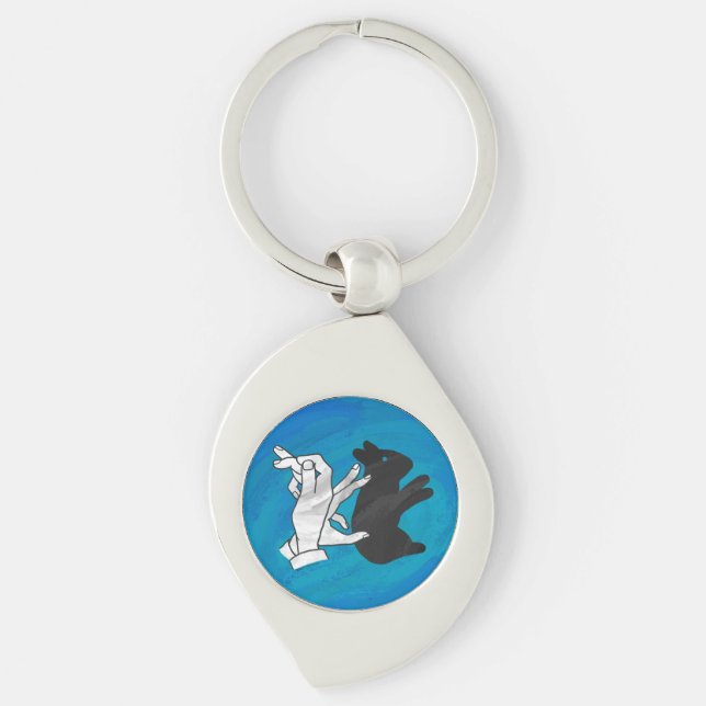 Shadow Rabbit On Blue Key Ring (Front)