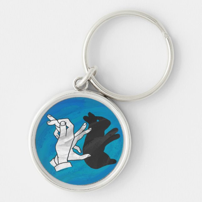 Shadow Rabbit On Blue Key Ring (Front)