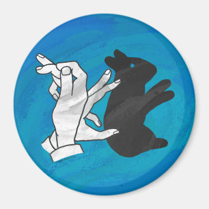 Shadow Rabbit On Blue Magnet