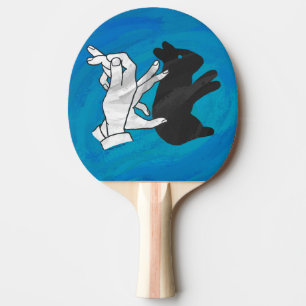 Shadow Rabbit On Blue Ping Pong Paddle
