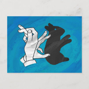 Shadow Rabbit On Blue Postcard