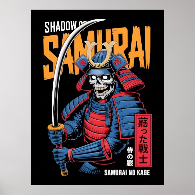 Shadow Samurai Skeleton Warrior in Blue Armor with Poster (Front)