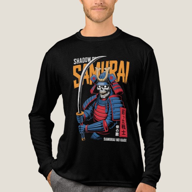 Shadow Samurai Skeleton Warrior in Blue Armor with Tri-Blend Shirt (Front)