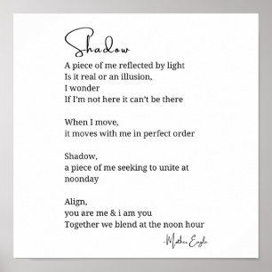 Shadow Self Love Encouragement Inspirational poem  Poster
