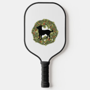 Shadow Silhouette Chihuahua in a Wreath   Pickleball Paddle