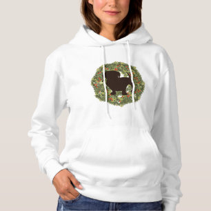 Shadow Silhouette Dachshund in a Wreath Hoodie