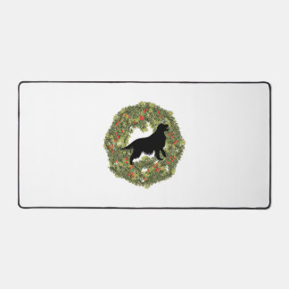 Shadow Silhouette Golden Retriever Dog in a Wreath Desk Mat