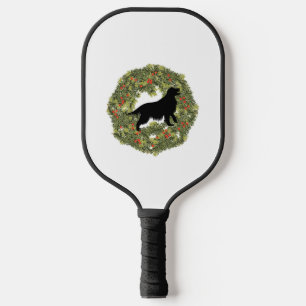 Shadow Silhouette Golden Retriever Dog in a Wreath Pickleball Paddle