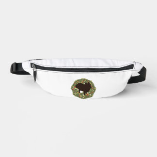 Shadow Silhouette Pomeranian in a Wreath   Bum Bags