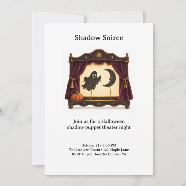 Shadow Soiree Halloween Shadow Puppet Invitation (Front)