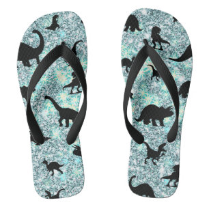 shadow T-rex dinosaur on gradient galaxy Jandals