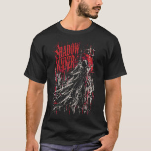 SHADOW WALKER — Crimson Gothic Shadow Figure T-Shirt