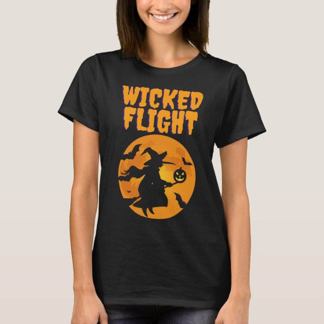Shadow Witch Halloween T-Shirt – Flying Witch with (Front)