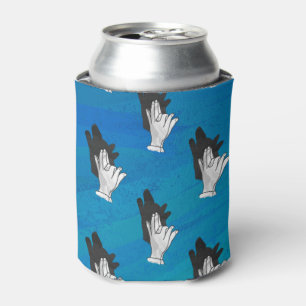 Shadow Wolf on Blue Can Cooler