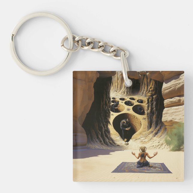 Shadow Work Occult Dark Witchy Recovery AI Art Key Ring (Front)