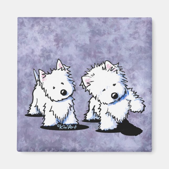 Shadowboxing Westies Square Magnet (Front)