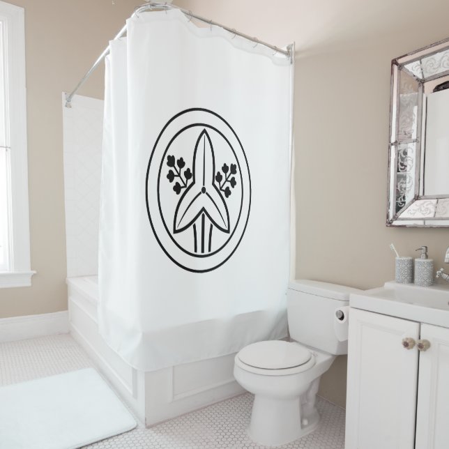 Shadowed arrowhead in circle shower curtain (In Situ)
