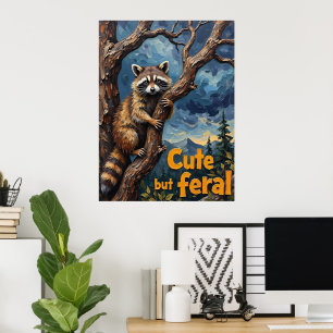 Shadowed Ascent: Raccoon in the Twilight Tree Poster