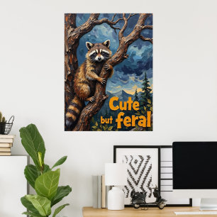 Shadowed Ascent: Racoon in the Twilight Tree Poster