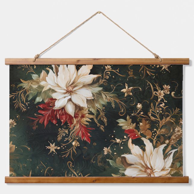 Shadowed Christmas Ballet Botanical Hanging Tapestry (Front)
