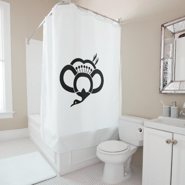 Shadowed crane-shaped plum blossom shower curtain (In Situ)