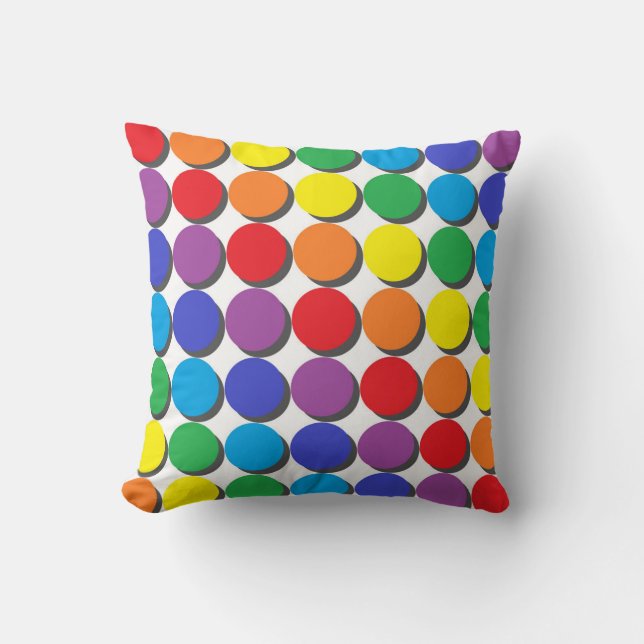 Shadowed Rainbow Polka Dots Cushion (Front)