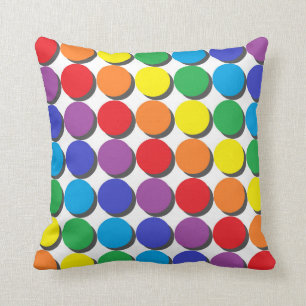 Shadowed Rainbow Polka Dots Cushion