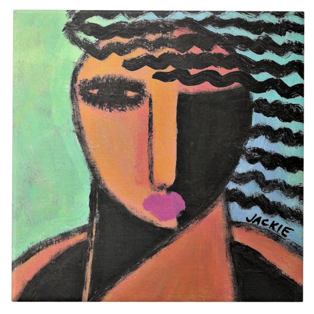 Shadows Abstract Portrait of a Woman Tile (Front)